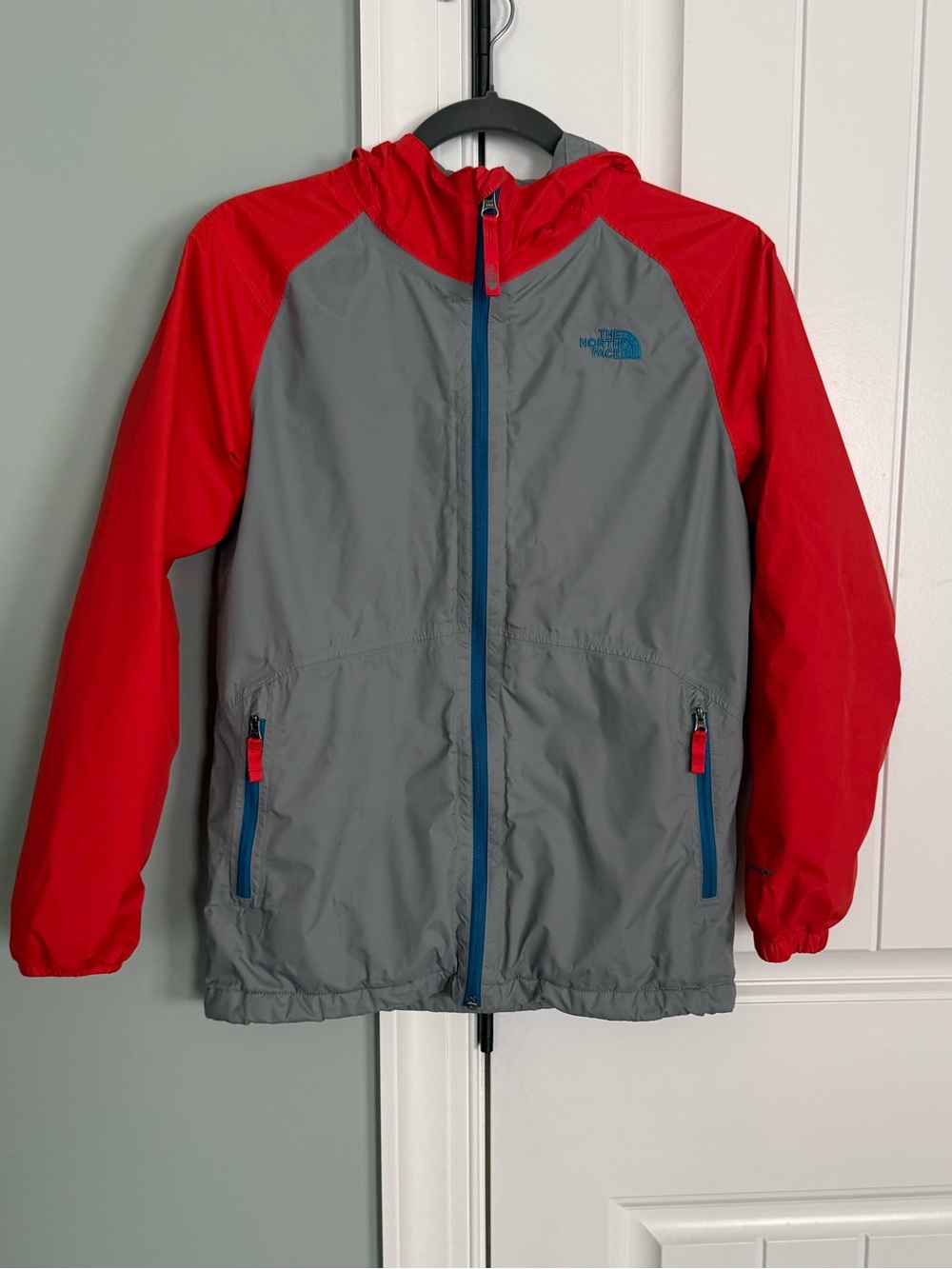 The North Face Boys Dark Orange & Gray Hooded Windbreaker/Raincoat
